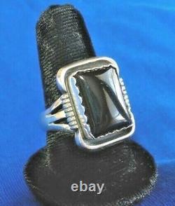 Navajo Black Onyx Ring Size 9 Silver Native American Collectible USA