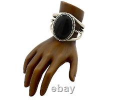Navajo Bracelet. 925 Silver Black Onyx Artist Native American C. 90's