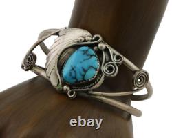 Navajo Bracelet 925 Silver Blue Turquoise Native American Artist C. 80's