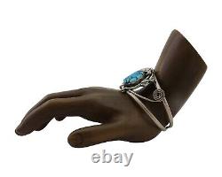 Navajo Bracelet 925 Silver Blue Turquoise Native American Artist C. 80's