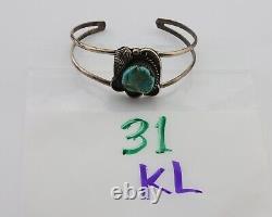 Navajo Bracelet 925 Silver Blue Turquoise Native American Artist C. 80's