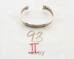 Navajo Bracelet 925 Silver Native American Handmade Yellow Gold Plated Cuff C80s