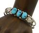 Navajo Bracelet 925 Silver Natural Blue Turquoise Native American Artist C. 80's