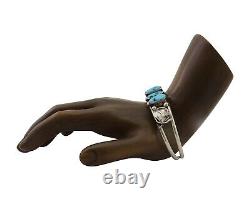 Navajo Bracelet 925 Silver Natural Blue Turquoise Native American Artist C. 80's