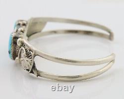 Navajo Bracelet 925 Silver Natural Blue Turquoise Native American Artist C. 80's