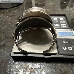 Navajo Bracelet 925 Silver Natural Onyx Cuff Native American Artist 145.32G