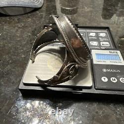 Navajo Bracelet 925 Silver Natural Onyx Cuff Native American Artist 145.32G