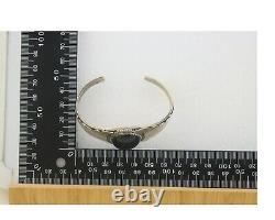 Navajo Bracelet 925 Silver Natural Onyx Cuff Native American Artist C. 80's