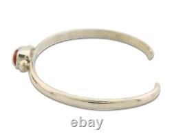 Navajo Bracelet. 925 Silver Natural Red Coral Cuff Native American Artist C. 80's
