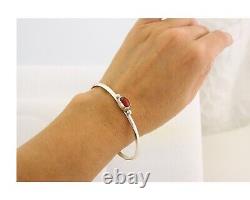 Navajo Bracelet. 925 Silver Natural Red Coral Cuff Native American Artist C. 80's