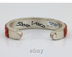 Navajo Bracelet 925 Silver Natural Red Coral & Gemstones Native American C. 80's