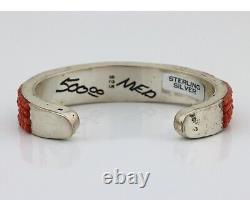 Navajo Bracelet 925 Silver Natural Red Coral & Gemstones Native American C. 80's