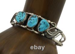Navajo Bracelet 925 Silver Sleeping Beauty Turquoise Native American C. 80's