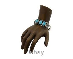 Navajo Bracelet 925 Silver Sleeping Beauty Turquoise Native American C. 80's