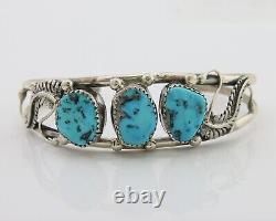 Navajo Bracelet 925 Silver Sleeping Beauty Turquoise Native American C. 80's