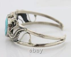 Navajo Bracelet 925 Silver Sleeping Beauty Turquoise Native American C. 80's