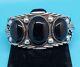Navajo Bracelet Black Onyx & Sterling Silver Cuff Native American Vintage Usa