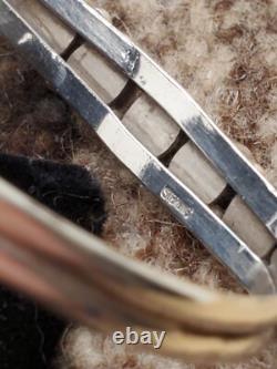 Navajo Bracelet Black Onyx & Sterling Silver Cuff Native American Vintage USA