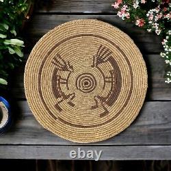 Navajo Coiled Pictorial Kokopelli Basket Native American 15 Diameter Handmade