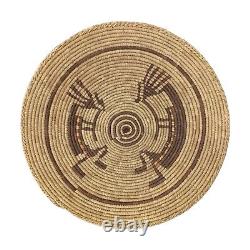 Navajo Coiled Pictorial Kokopelli Basket Native American 15 Diameter Handmade