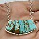 Navajo Corn Row Inlay#8 Mine Turquoise Bar Necklace 18sterling By B Etcitty 13g