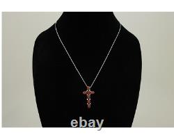 Navajo Cross Necklace 925 Silver Mediterranean Coral Native American Artist C80s