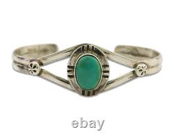 Navajo Cuff Bracelet 925 Silver Turquoise Native American Artist Handmade C. 80's