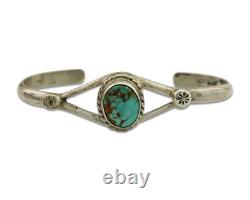 Navajo Cuff Bracelet 925 Silver Turquoise Native American Artist Handmade C. 80's