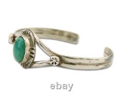Navajo Cuff Bracelet 925 Silver Turquoise Native American Artist Handmade C. 80's