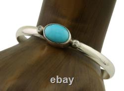 Navajo Cuff Bracelet Blue Turquoise 925 Silver Native American Artist C. 80's