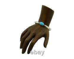 Navajo Cuff Bracelet Blue Turquoise 925 Silver Native American Artist C. 80's