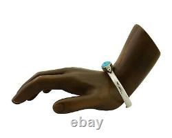 Navajo Cuff Bracelet Blue Turquoise 925 Silver Native American Artist C. 80's