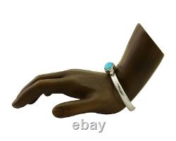 Navajo Cuff Bracelet Blue Turquoise 925 Silver Native American Artist C. 80's