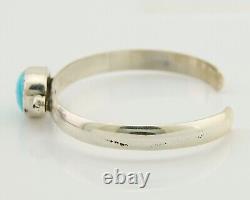 Navajo Cuff Bracelet Blue Turquoise 925 Silver Native American Artist C. 80's