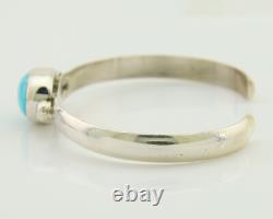 Navajo Cuff Bracelet Blue Turquoise 925 Silver Native American Artist C. 80's