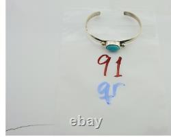 Navajo Cuff Bracelet Blue Turquoise 925 Silver Native American Artist C. 80's