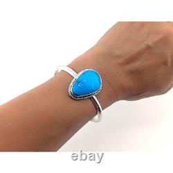 Navajo Cuff Bracelet Handmade Native American Turquoise Silver size 6.5