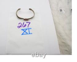 Navajo Cuff Bracelet Sterling Silver Natural Red Coral Vintage Sand Cast