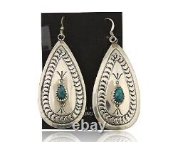 Navajo Dangle Earrings 925 Silver Blue Native American Artist C. 80's