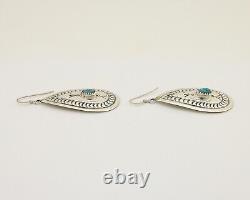 Navajo Dangle Earrings 925 Silver Blue Native American Artist C. 80's