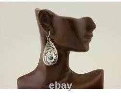 Navajo Dangle Earrings 925 Silver Blue Native American Artist C. 80's