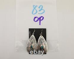 Navajo Dangle Earrings 925 Silver Blue Native American Artist C. 80's