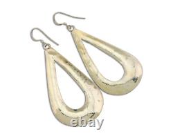 Navajo Dangle Earrings 925 Silver Hand Stamped Native American Artist C. 80's