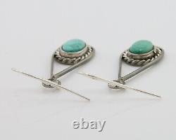 Navajo Dangle Earrings 925 Silver Natural Turquoise Native American Artist C. 80s