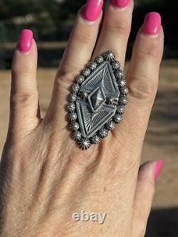 Navajo Diamond Star Sterling Silver Ring Size 8 Signed