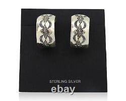 Navajo Earrings 925 Silver Half Hoop Handmade Native American Artist C. 80's