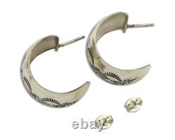 Navajo Earrings 925 Silver Half Hoop Handmade Native American Artist C. 80's