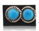 Navajo Earrings 925 Silver Natural Blue Turquoise Native American Artist C. 80s