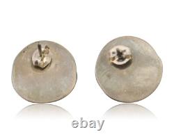 Navajo Earrings 925 Silver Natural Blue Turquoise Native American Artist C. 80s