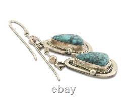 Navajo Earrings 925 Silver Natural Turquoise Native American Artist C. 80's